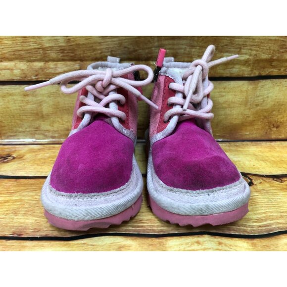 UGG Neumel II Pink Rose / Samba Red Chukka Boot Girls Toddler 8 / 25 (q7n) - Picture 8 of 10